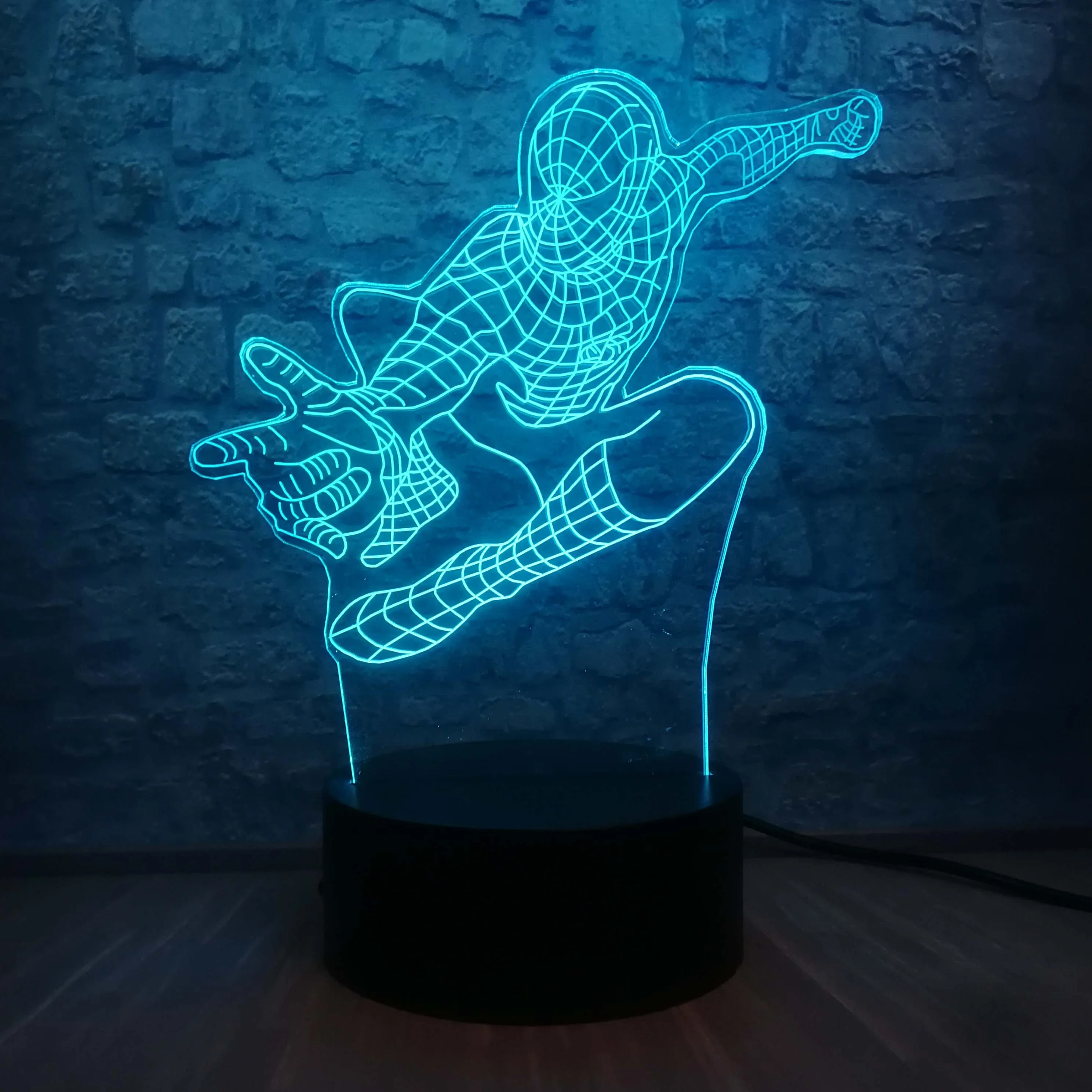 Креативный 3D светодиодный светильник с градиентом Человека-паука разноцветный