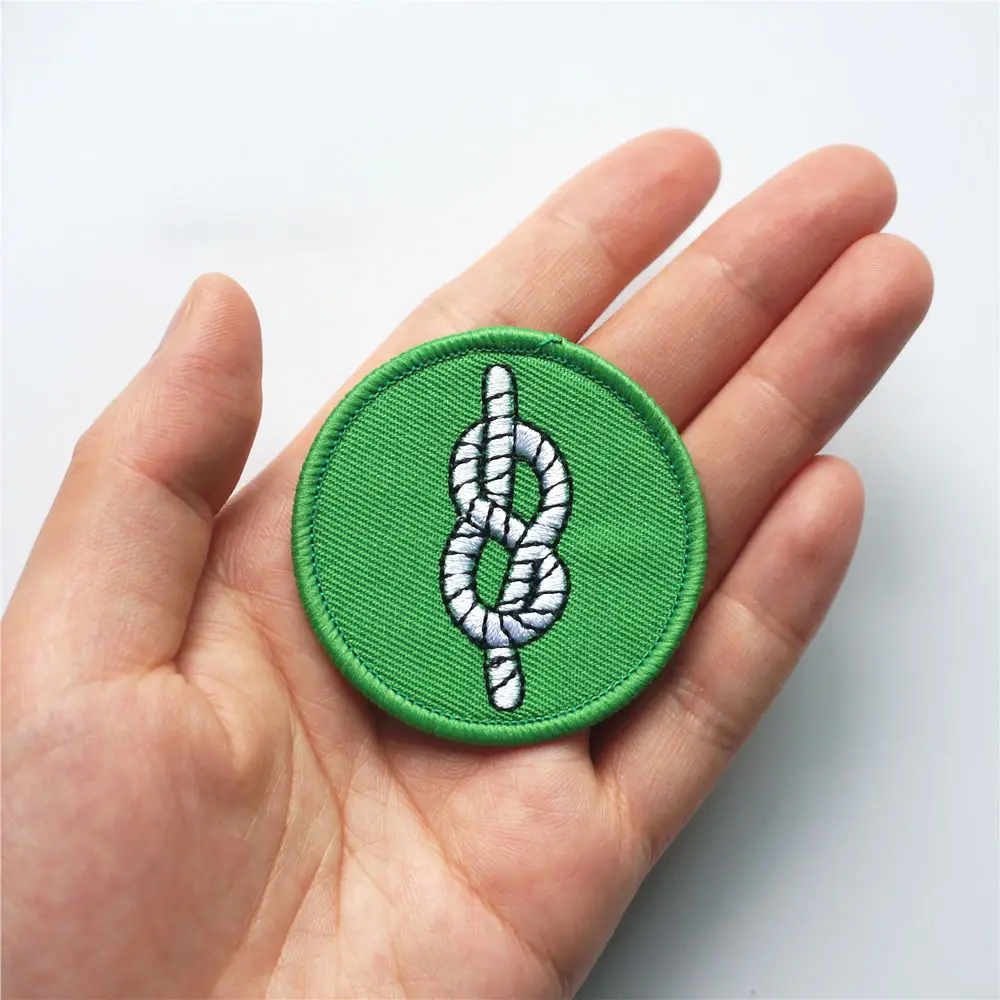 5 см зеленые вышитые Прошитые железные нашивки на веревочной повязке медалью