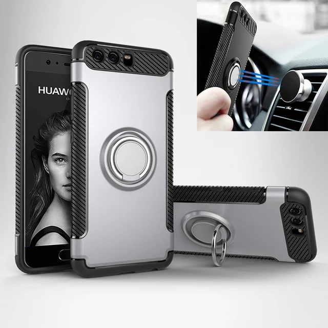 

Чехол для Huawei P8 P10 Lite Plus 2017 honor 8 9 Mate 9 10 Pro, роскошный автомобильный Магнитный протектор с кольцом на палец, жесткий чехол для телефона