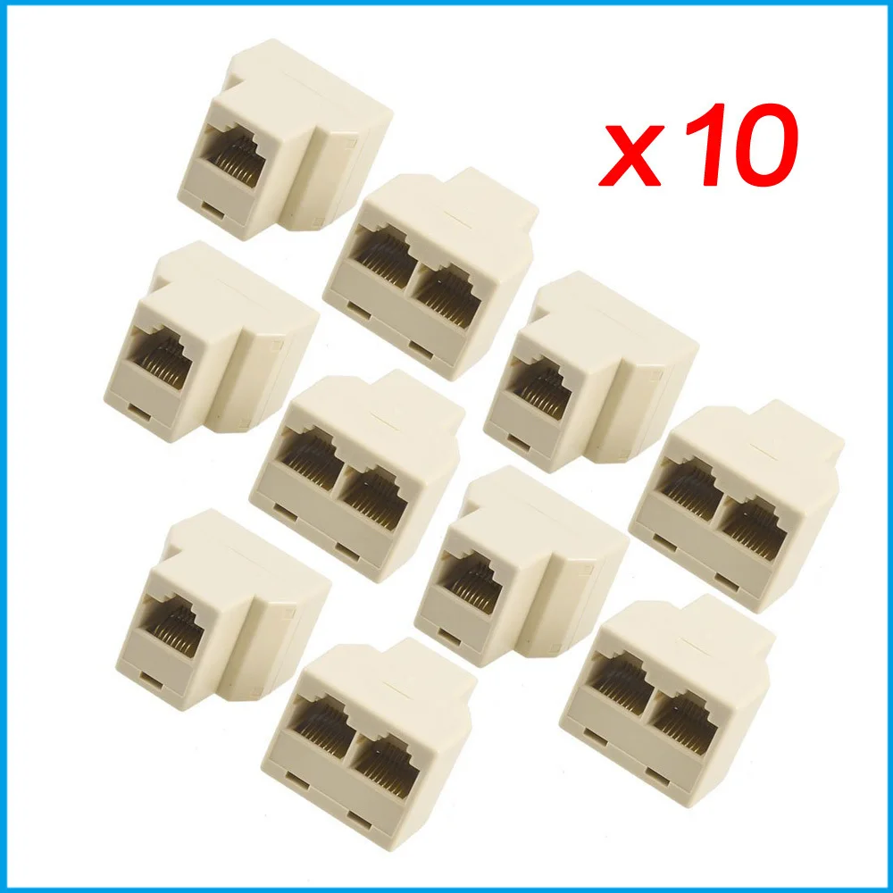 10 шт. практические 3 способ RJ45 локальной сети Ethernet Splitter Разъем Бежевый |