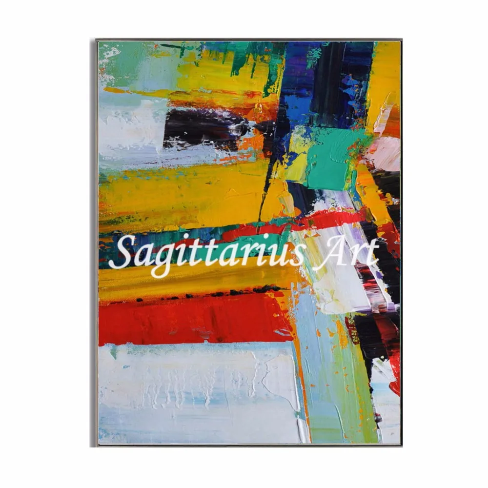 High Quality Hand Painted contemporary orange green Slected Gift Abstract Oil Painting Canvas Wall Living Room Home Decor Art | Дом и сад