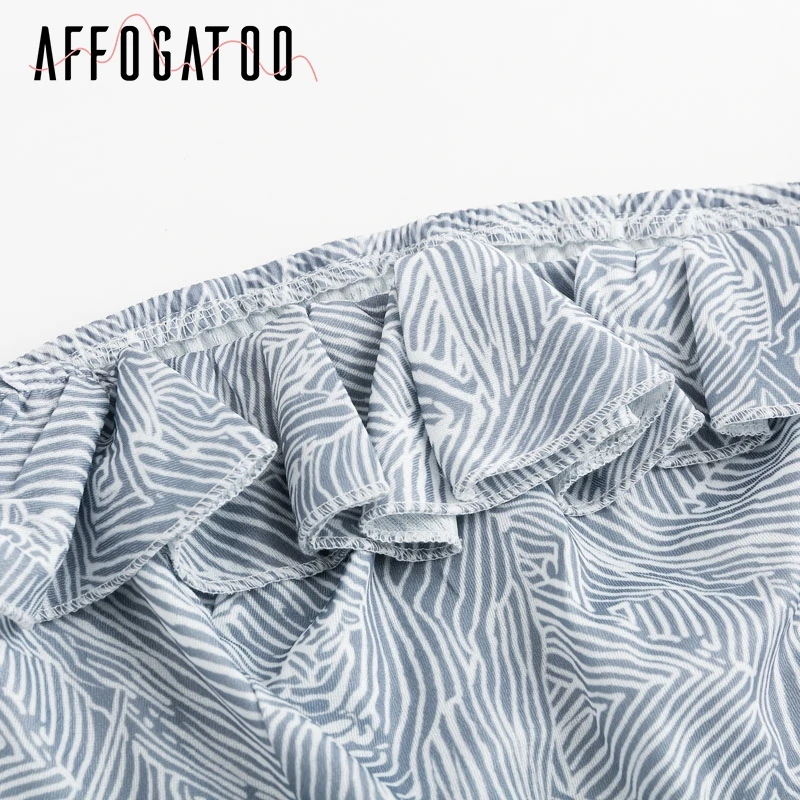 Affogatoo в богемном стиле повседневные платья с открытыми плечами с принтом женское платье Элегантное гофрированное, с пуговицами платье миди летние пляжные галстук-бабочка платья