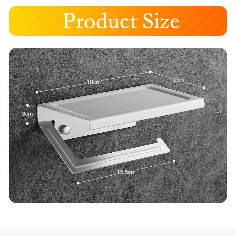 

Houmaid Bathroom Fixture Toilet Tissue Paper Holder Space Aluminum Paper Viscose Rack Mobile Phone Wall Mounted Shelves