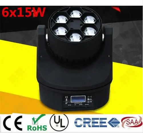 Светодиодная мини лампа пчелиный глаз с движущейся головкой световой эффект 6x15