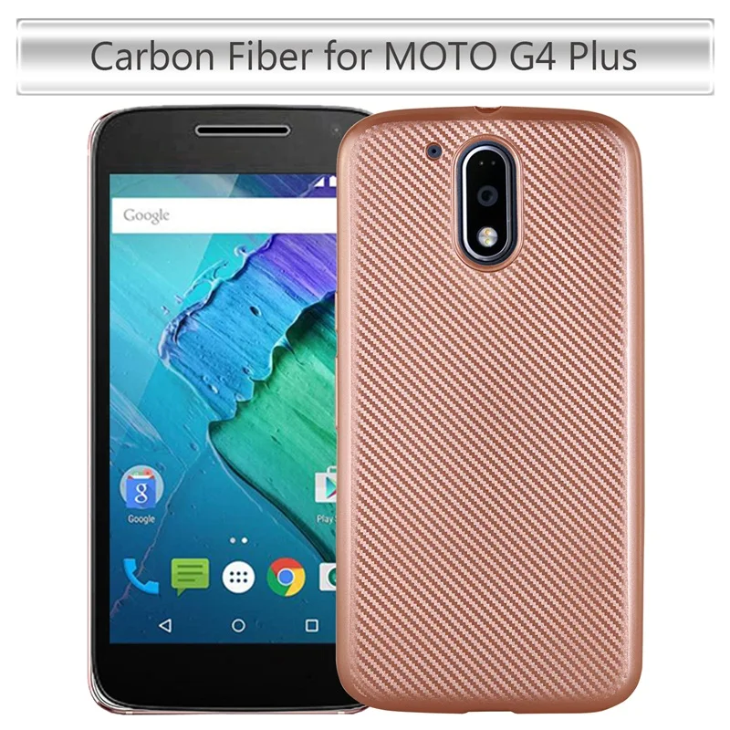 Чехол для Motorola Moto G4 Plus 5 дюймов Роскошный чехол из углеродного волокна и ТПУ