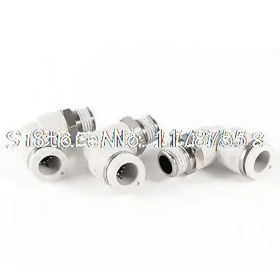 

10mm x 1/4" PT Male Thread 90 Degree Elbow Pipe Connect Quick Fittings 3pcs