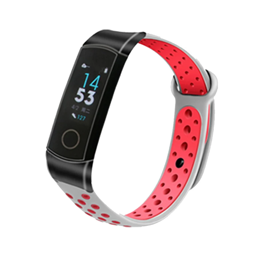 Силиконовый ремешок для Honor Band 4 standard Edition, двойной цветной спортивный браслет, браслет для huawei Honor Band 4 5, аксессуары для ремня - Цвет: Gray red