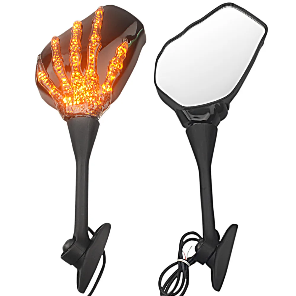 

Skull Hand Ghost Claw Motorcycle Mirror LED Turn Signal Light Side Rearview Mirror For Handa CBR600RR 2003-2012 Retroviseur Moto