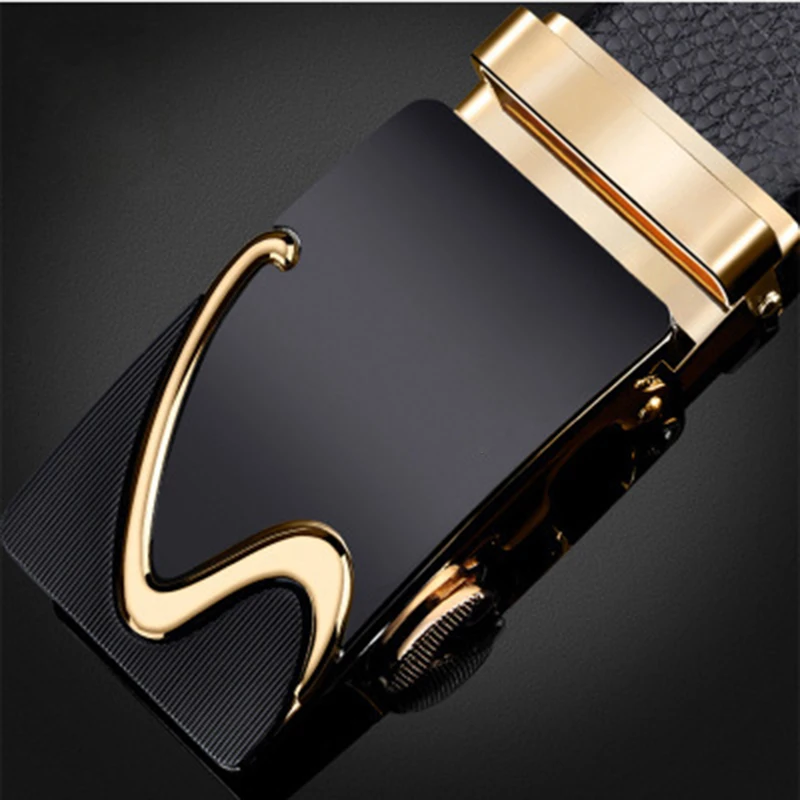 Fashion Brand Cowskin belt Genuine leather men alloy Luxury jaguar belt business 3.5cm belts for men - Цвет: C214