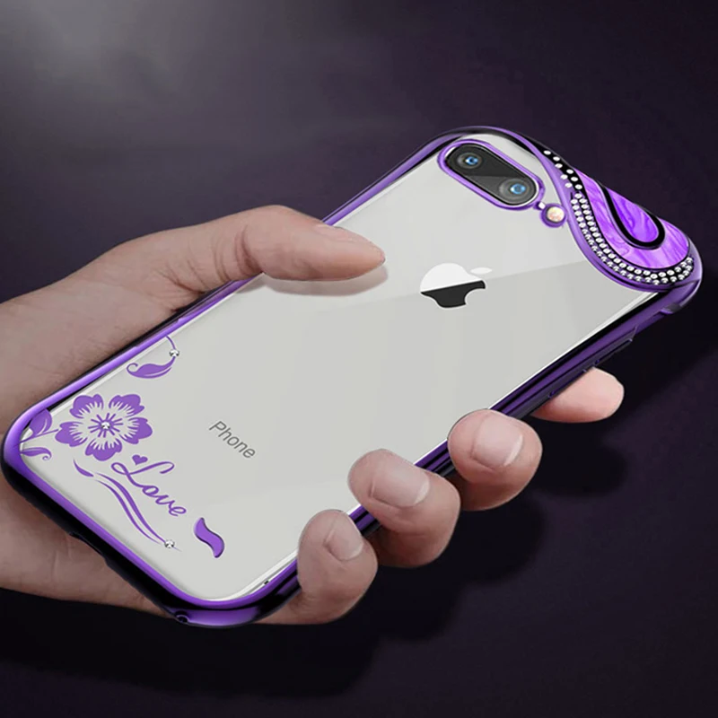 Kerzzil Luxury Slim Shockproof Diamond Case For iPhone X XR XS MAX Plating Clear Soft Silicone Cover 7 8 6 6s Plus |