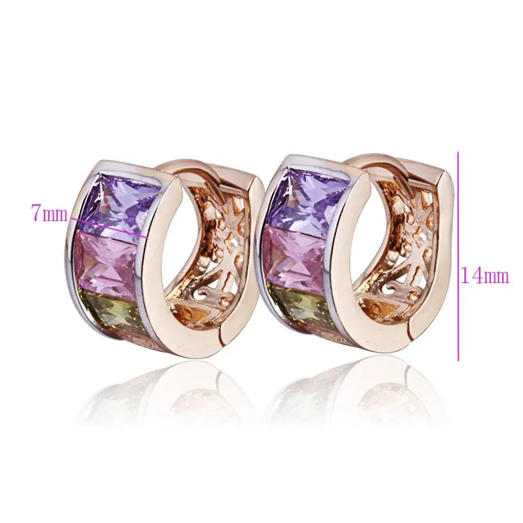 Разноцветные маленькие серьги кольца золотистого цвета женские Bijoux bocle Oreille Femme
