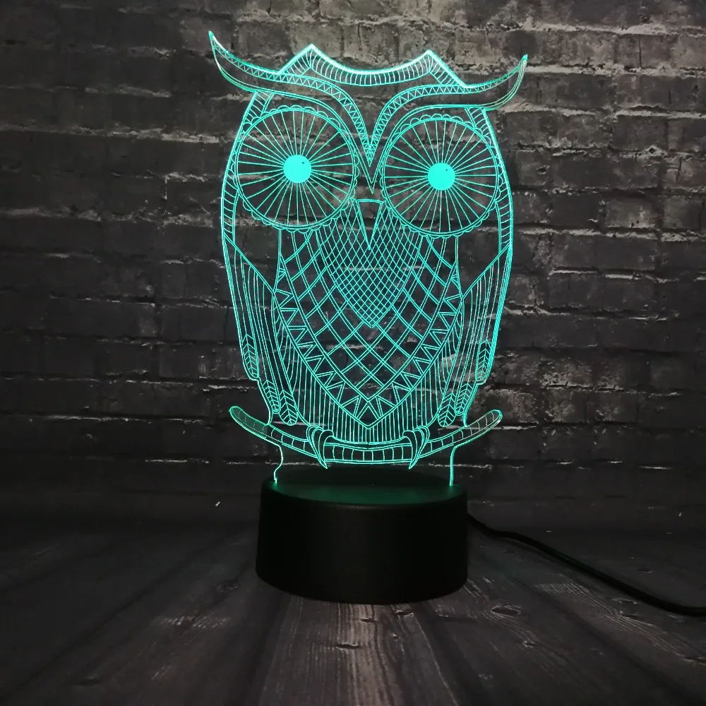 3D светодиодный ночной Светильник стол для дома/вулканической лавы Lampara RGB 7 цветов Изменение Сова Птицы для мальчиков детские игрушки USB Base desktoр зарядное устройство с выключатель света креативный