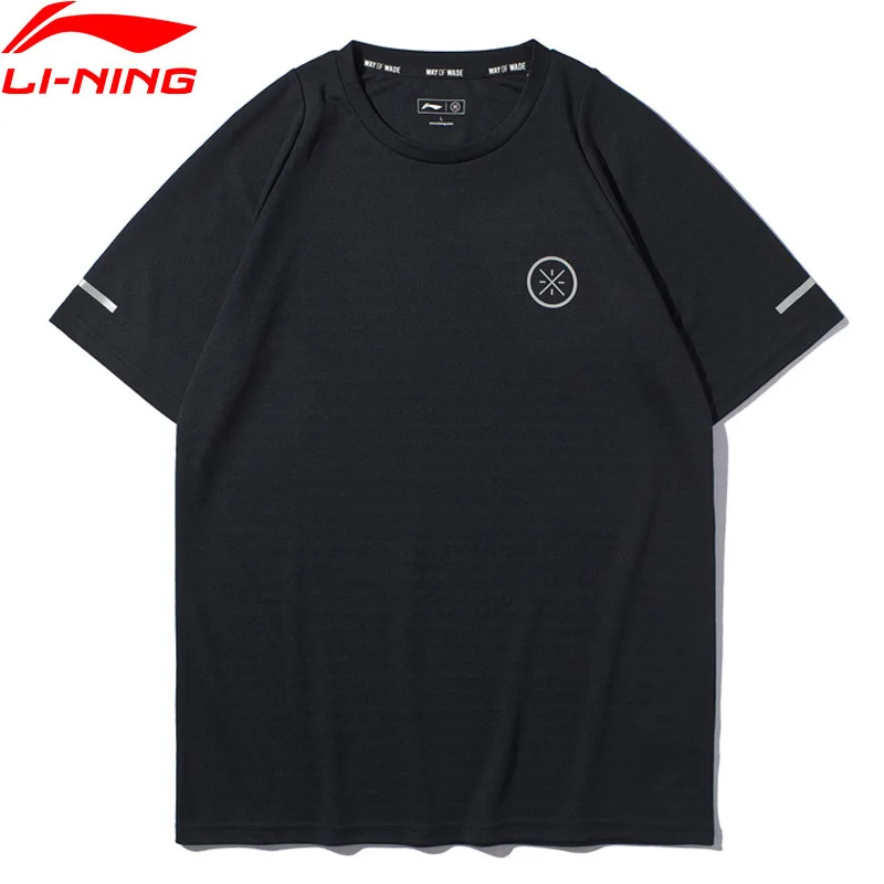 Li-Ning мужские спортивные футболки с коротким рукавом из полиэстера с дышащей подкладкой AHSP447 MTS3110