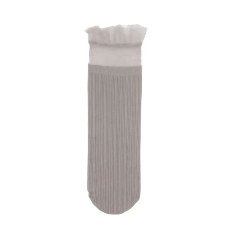 Light gray Женские носки 1 пара летние новые модные однотонные кружевные мягкие длинные носки для женщин сетчатые тонкие носки calcetines largos socken - Цвет: Light gray