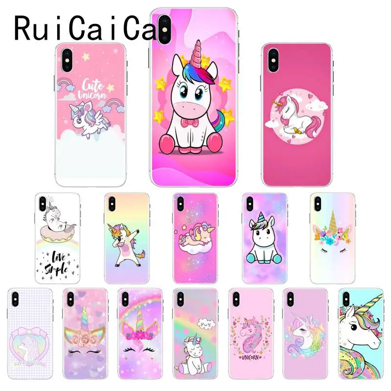 Чехол Ruicaica с рисунком радуги единорога из ТПУ мягкий чехол для iPhone X XS MAX 6 6s 7 plus 8 Plus