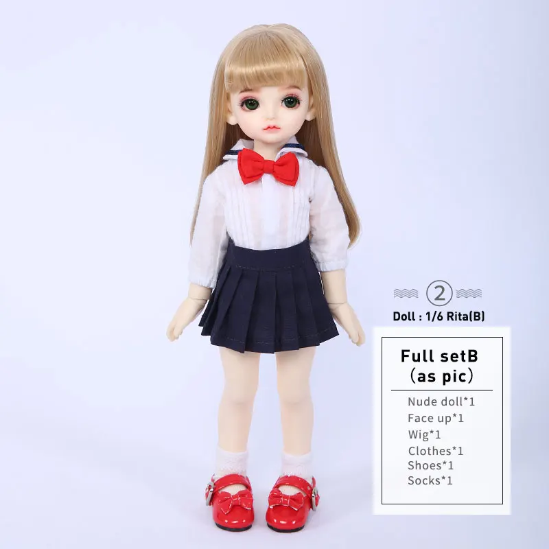 Rita Fullset B 1/6 BJD кукла полный набор костюм Рита или Обнаженная кукла милый YOSD девушка тело полный набор - Цвет: Rita Fullset B