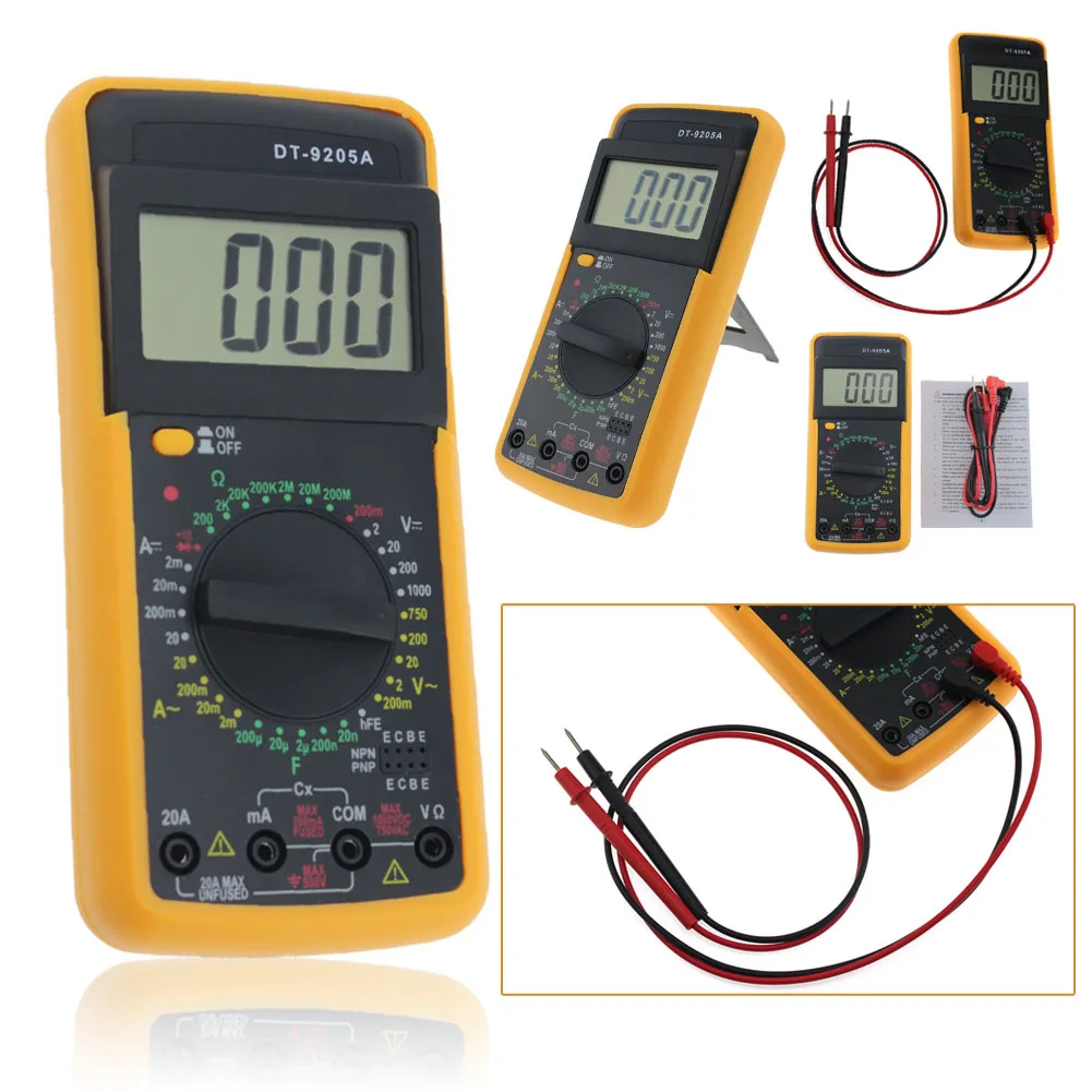 DT 9205A Цифровой мультиметр ЖК дисплей AC/DC Вольт Ампер сопротивление измеритель