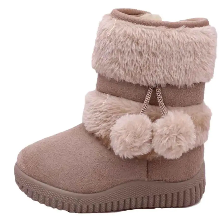 2018 зимние модные детские ботинки для девочек теплые плюшевые с мягкой подошвой