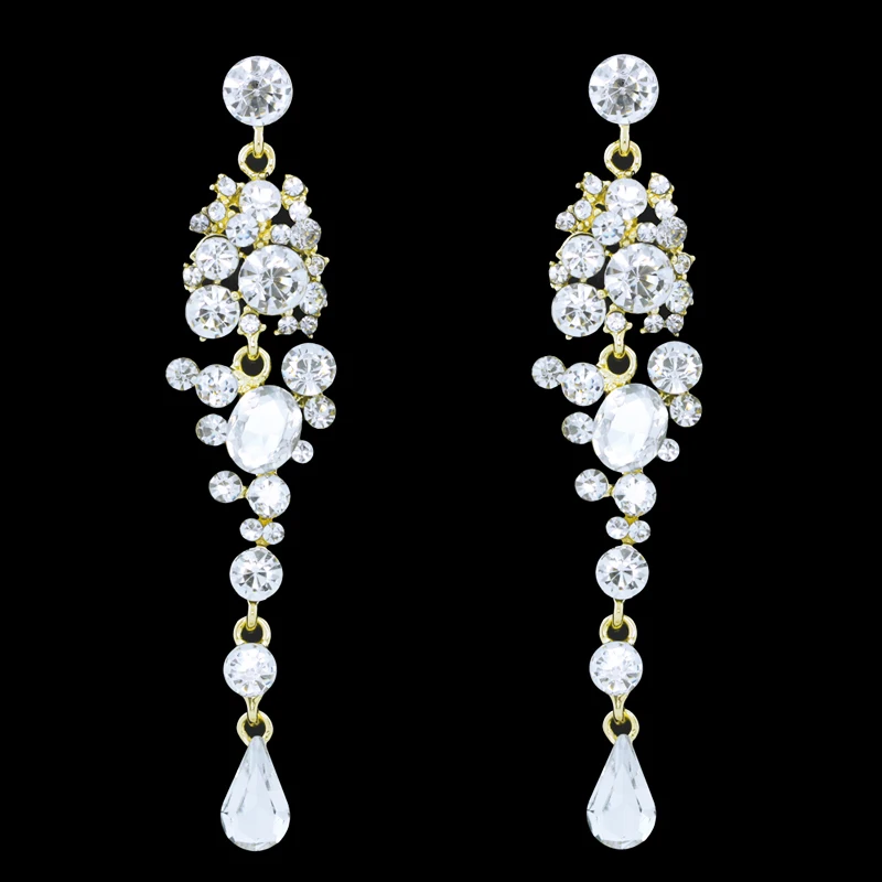 Новые готические крутые черные длинные серьги Стразы висячие с кристаллами для