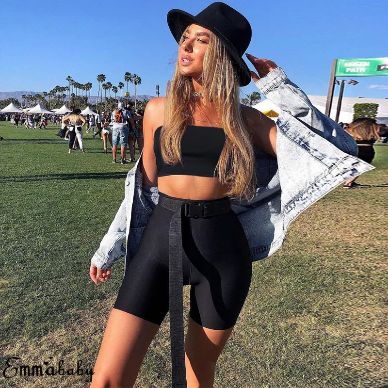 Женский кроп топ обтягивающие шорты 2 шт.|Спортивные костюмы| |