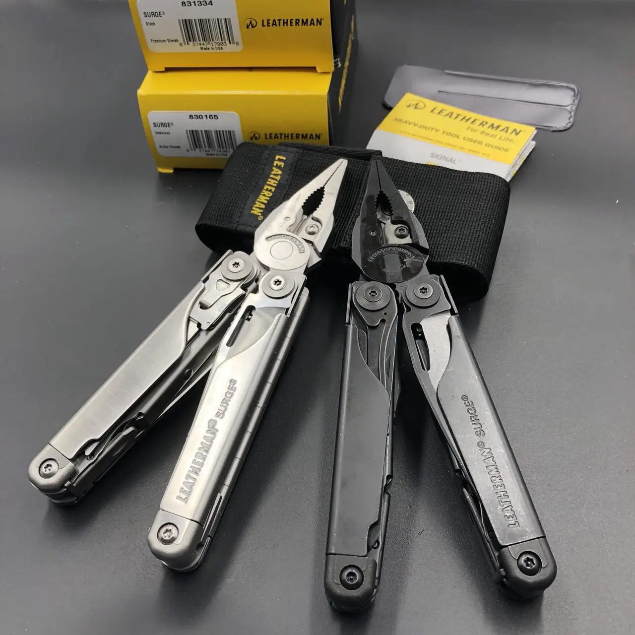 Мультитул LEATHERMAN-Surge Heavy Duty с высококачественными сменными кусачками и пружинными ножницами, черный/серебристый с прем