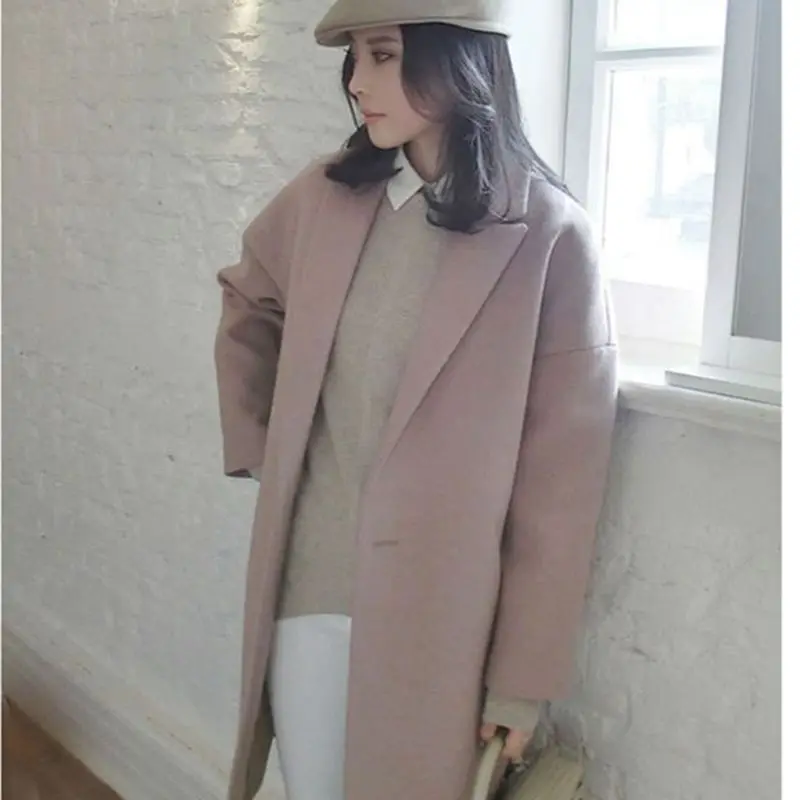 2018 осенне зимняя женская шерстяная куртка новый стиль модное розовое шерстяное