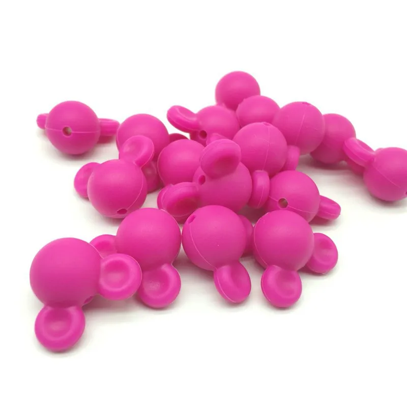 Fuchsia Шт. 10 шт. силиконовые Микки бисер ребенок Прорезывание Зубов Бусины безопасный еда класс кормящих жевательные круглый мышь Головы Силиконовые Прорезывания Зубов - Цвет: Fuchsia
