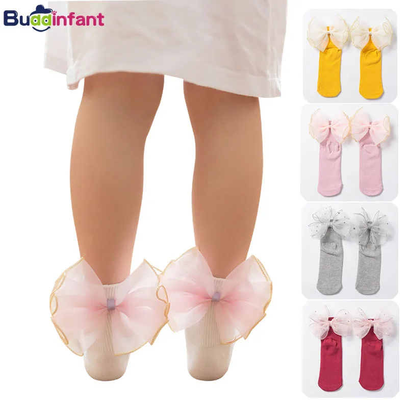 

kids socks girls baby cotton sock with bow frilly toddler girl princess lace sock ruffles children white ankle socks 1-9 Year