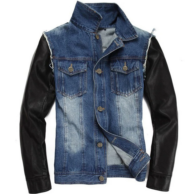 long sleeve shorts denim jacket men 