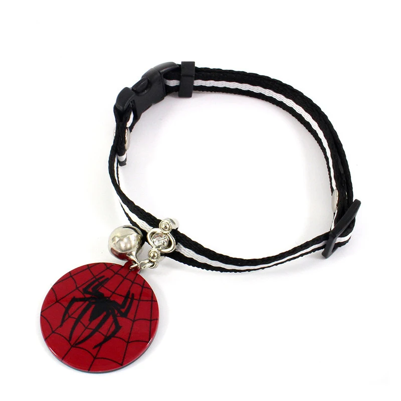 Spiderman SUPREPET ошейник для щенка из нейлона черный и белый Регулируемый ошейник с колокольчиком и 4 типами супер герос тег - Цвет: Spiderman