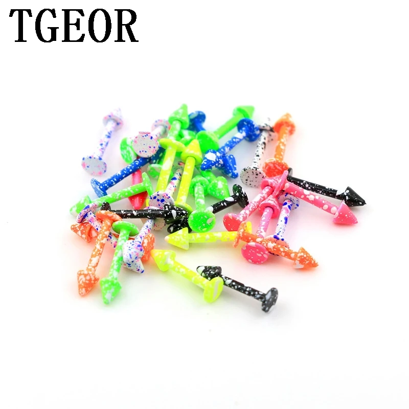 

free shipping spike spot colors paint 100pcs 16G 3mm surgical Stainless Steel lip piercing labret ring