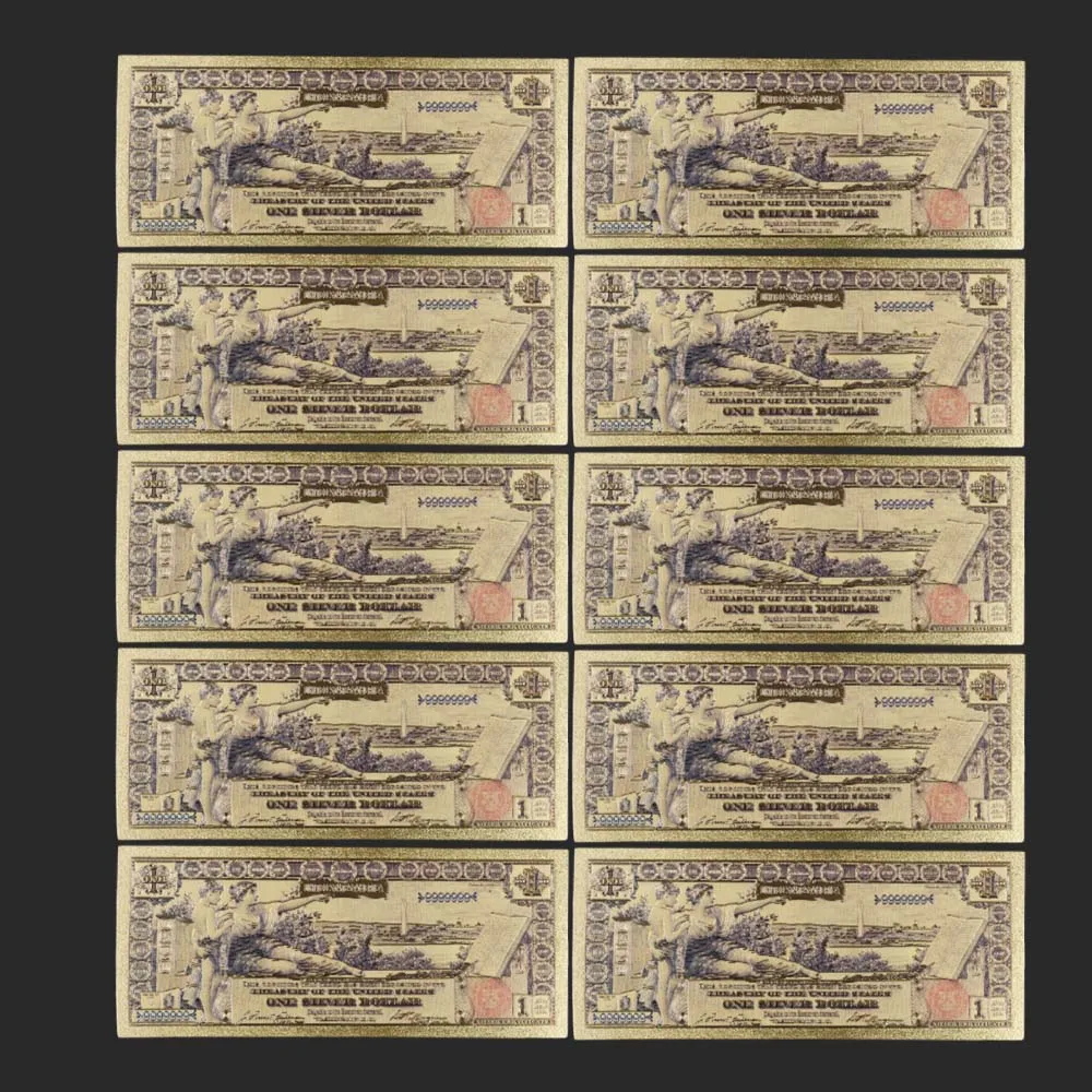 Красочные банкноты в США 1896 года на 1 доллар банкнотах покрытые 24-каратным