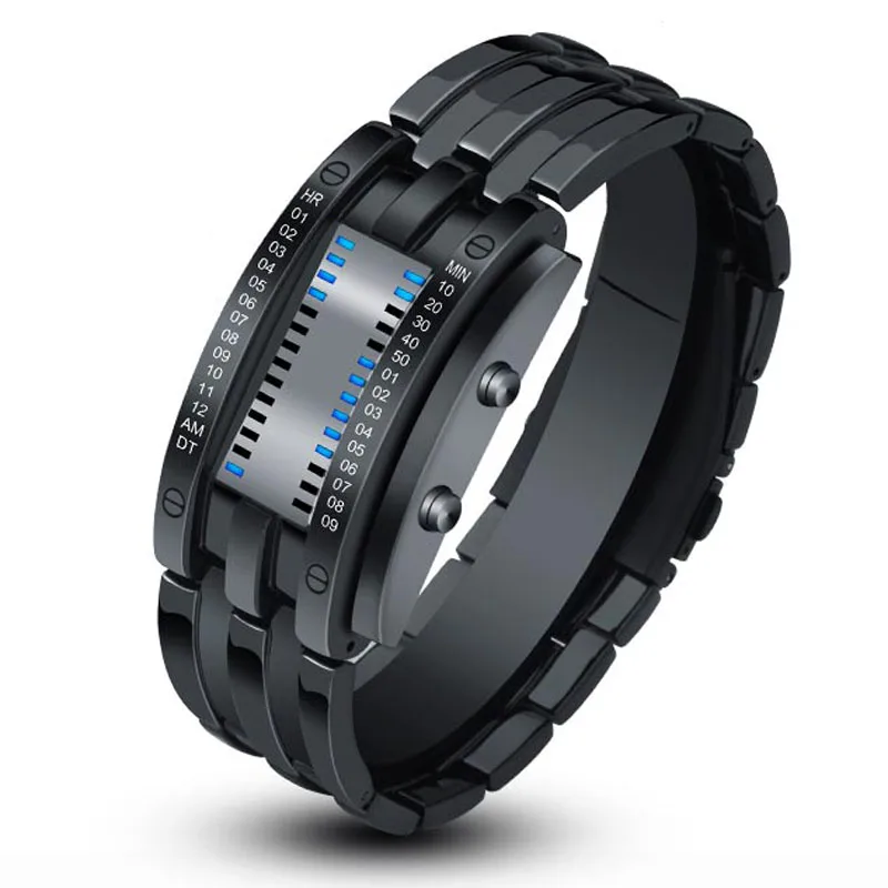Relogio Masculino модные спортивные часы Цифровые мужские часы черный браслет из нержавеющей стали часы мужские наручные часы для подростков
