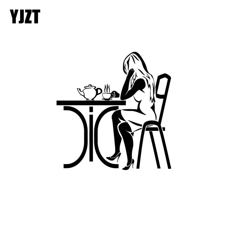 

YJZT 12.1*12.5CM Lonely Graceful Sexy Girl Car Sticker Black/Silver Vinyl Decal Fantastic Style High Quality C20-0690