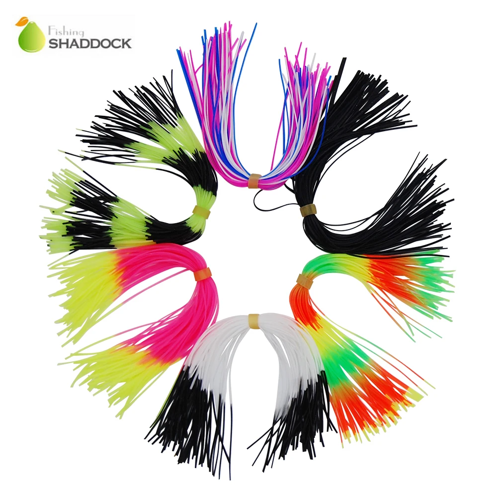 

Shaddock Fishing 10pcs Mixed Color Fishing Rubber Jig Skirts 50 Strands Silicone Skirts Wire Fly Tying Rubber Material