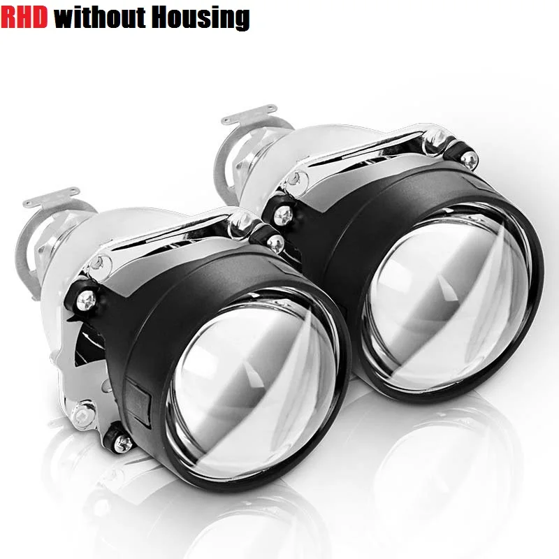 RHD without Housing 2,5 ''Мини HID линзы проектора bi xenon с GTI серебряные кожухи для автомобилей налобный фонарь модифицированный H1 H4 H7 Стайлинг автомобильных фар - Цвет: RHD without Housing