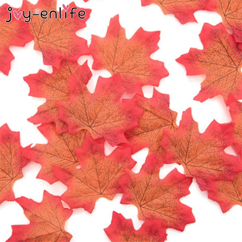 

JOY-ENLIFE 50pcs Artificial Silk Maple Leaves For Home Wedding Party Decoration Scrapbooking Craft Fall Vivid Fake Flower Leaf