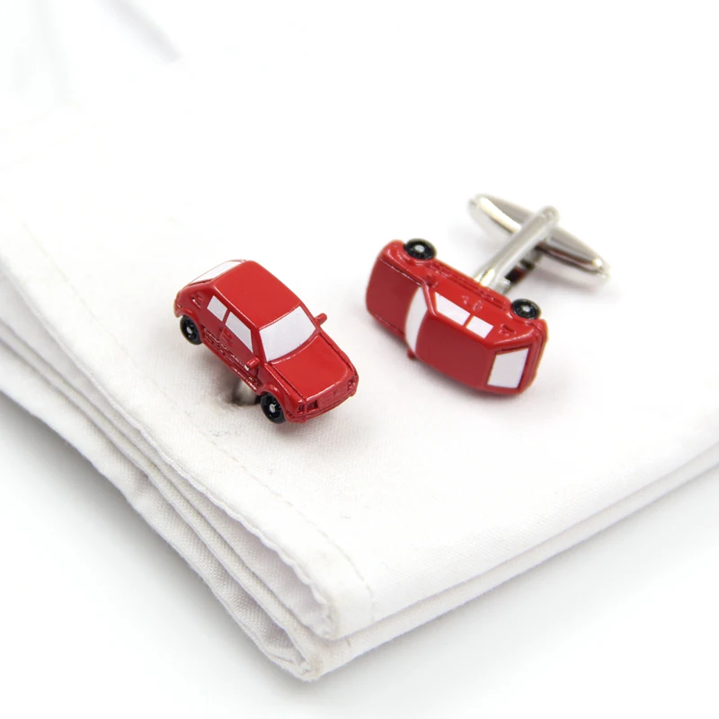 Классические красные запонки в форме автомобиля для мужчин и женщин французские