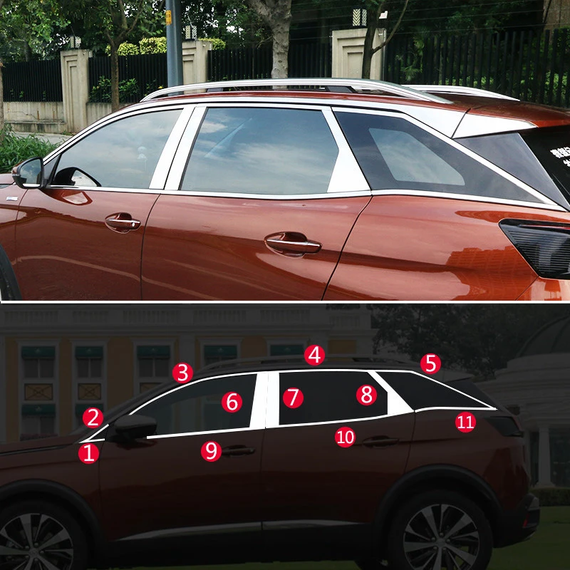 Аксессуары из нержавеющей стали для Peugeot 3008 / GT 2016 2020 накладка на окно Внешнее