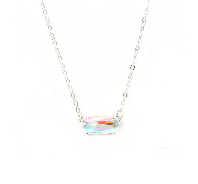 Silver necklace Модные маленькие стеклянные Висячие AB серьги для женщин - Окраска металла: Silver necklace