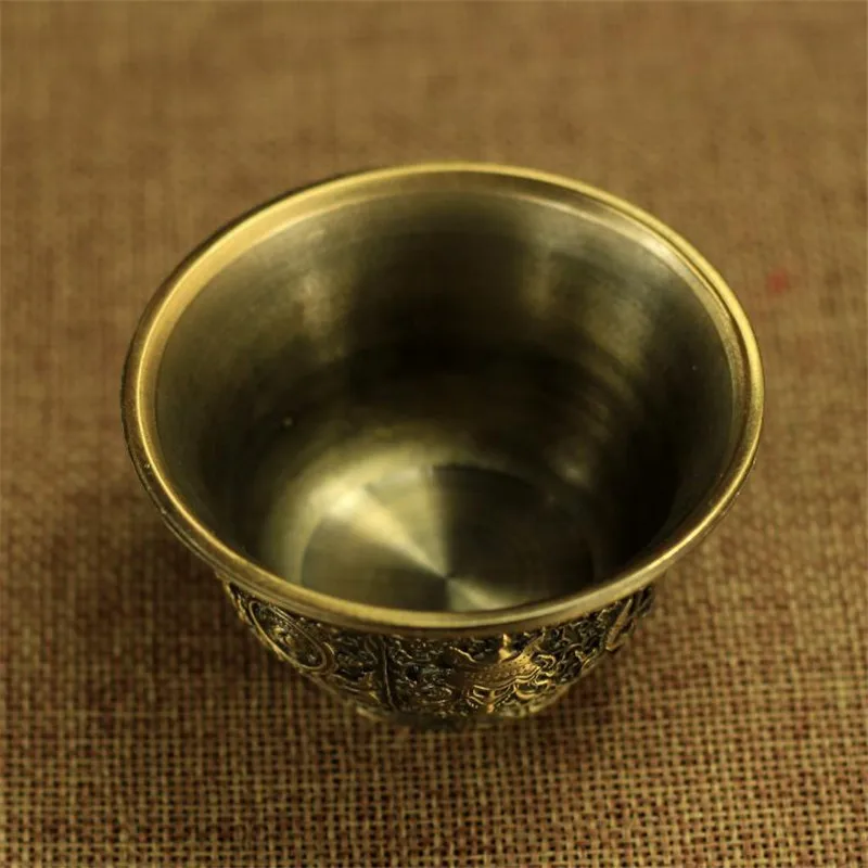 

1pc Pure Copper Quality 6*4cm Tibetan Buddhist Supply Clear Eight Auspicious Symbol Pattern Sacrifice Cleaned Cups/Bowels