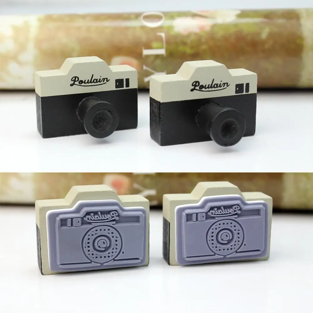 Новинка 2 шт. винтажный стиль Корейская серая камера деревянный резиновый штамп