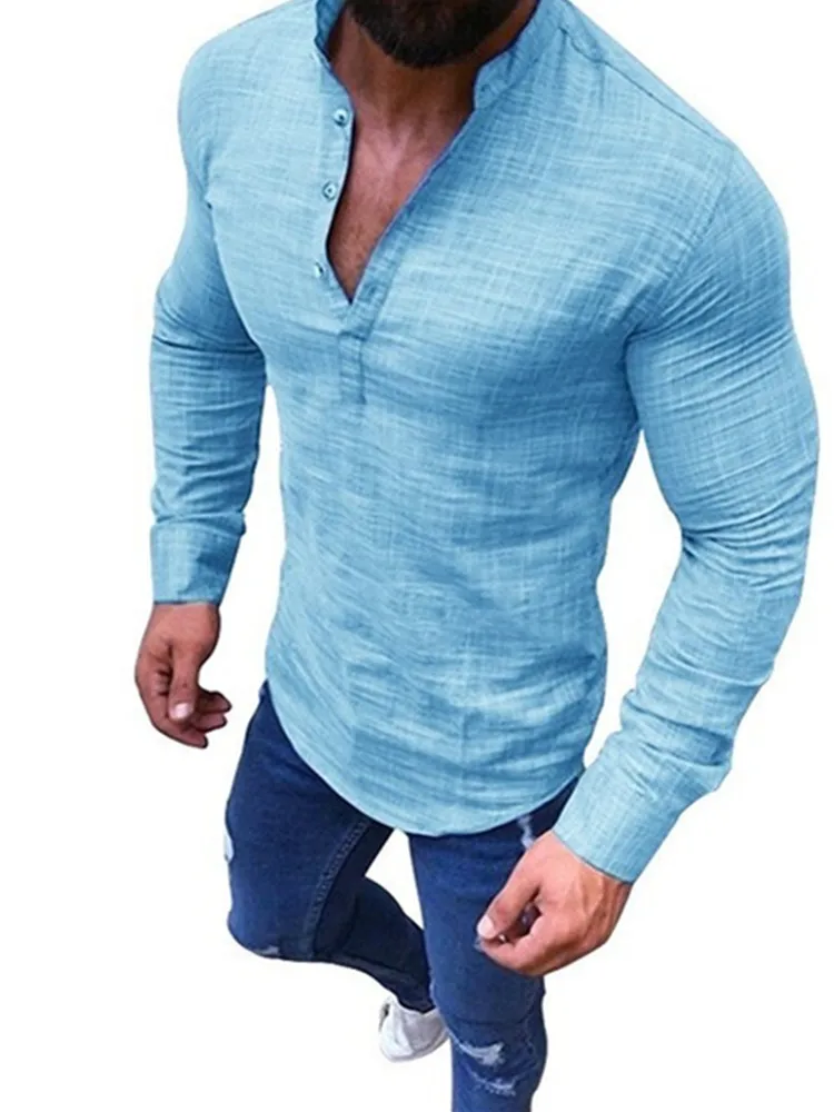 Мужская рубашка с длинным рукавом Camisa Masculina приталенная в Корейском стиле