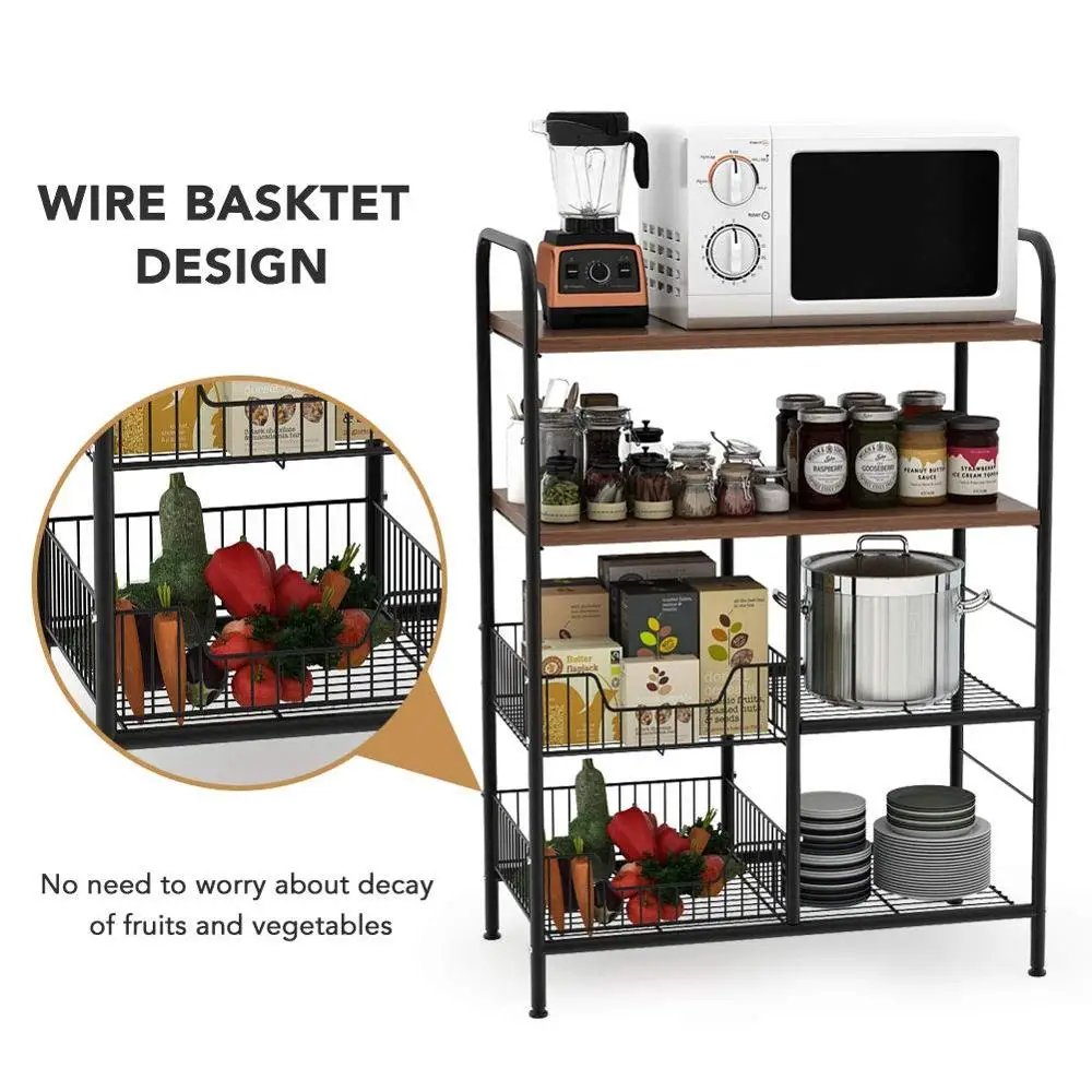 Кухонная полка для выпечки 4 уровневая хранения стойка микроволновой печи с
