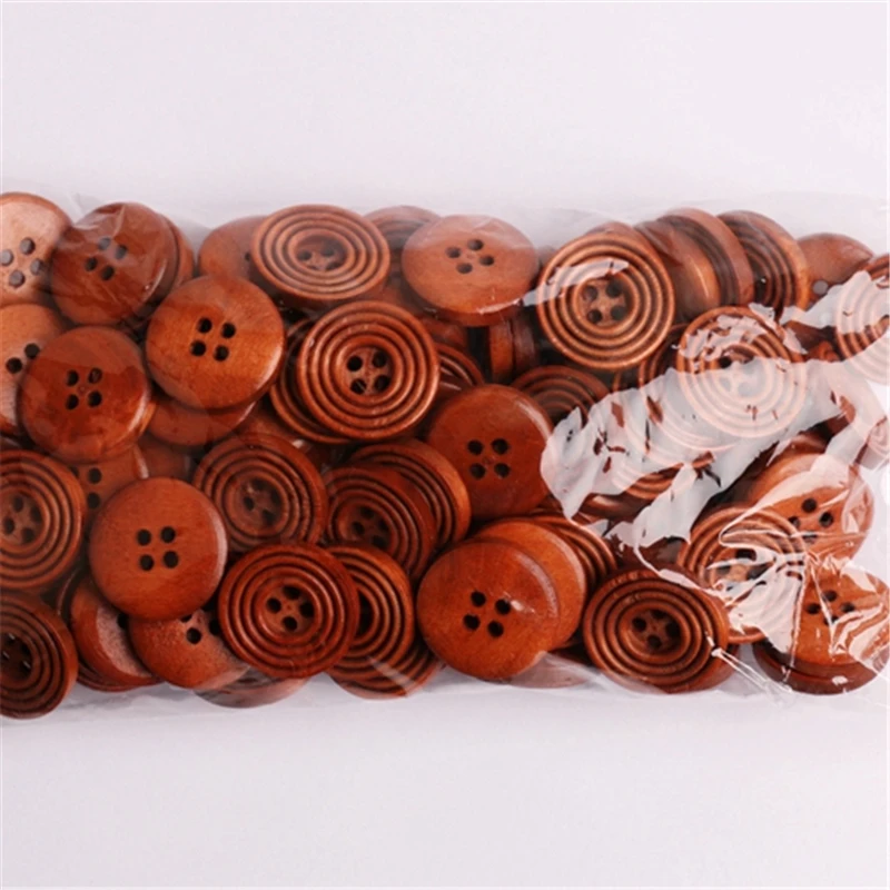 Круглые 4 отверстия винтажные пуговицы из натурального дерева цвет Скрапбукинг