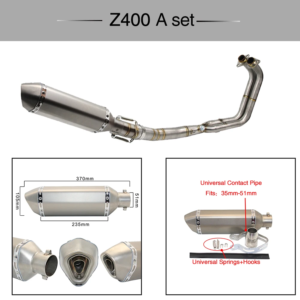 Alconstar-Передняя выхлопная система для мотоцикла из нержавеющей стали Kawasaki Z400 NINJA400