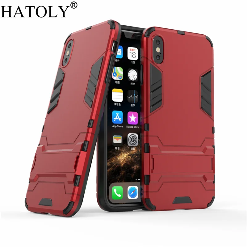 Чехол HATOLY для iPhone XS Max противоударный силиконовый чехол с роботом Твердый на