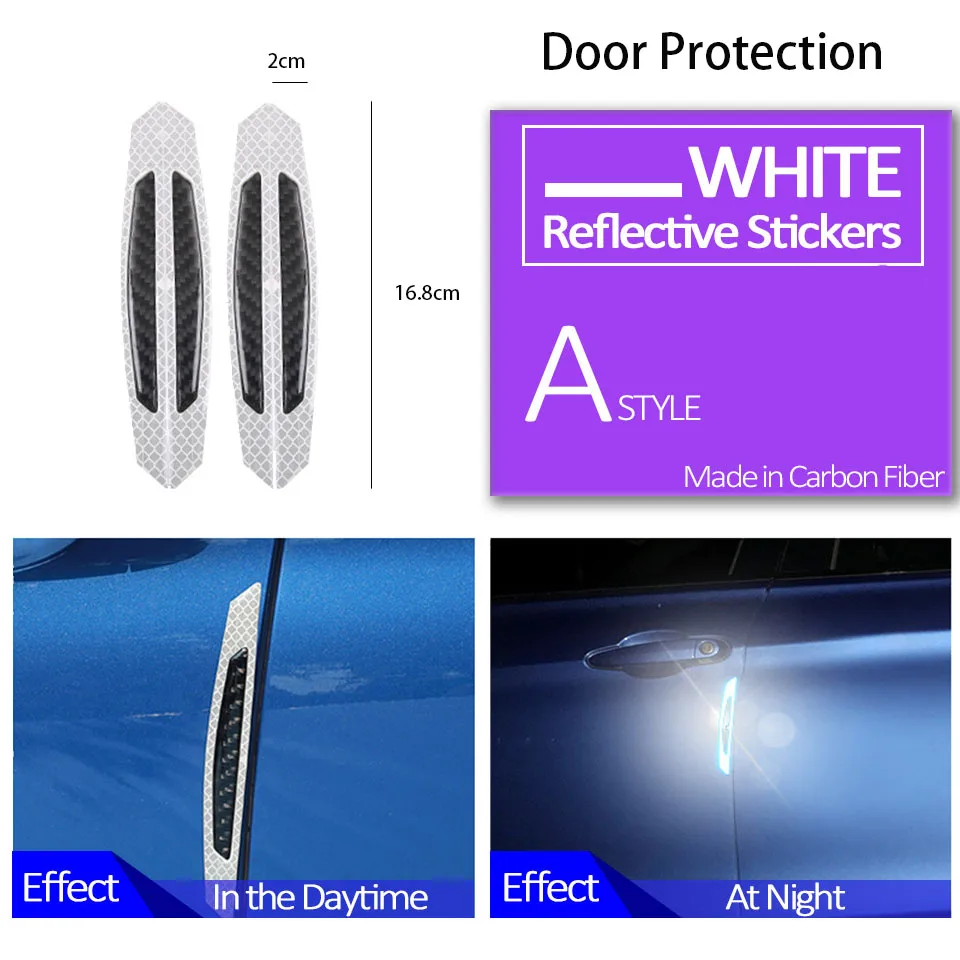 Door White Black Колеса автомобиля брови двери боковая Светоотражающая Защитная Наклейка для Subaru Impreza XV hyundai Solaris tucson I30 creta Kia Rio 3 Ceed - Название цвета: Door White Black
