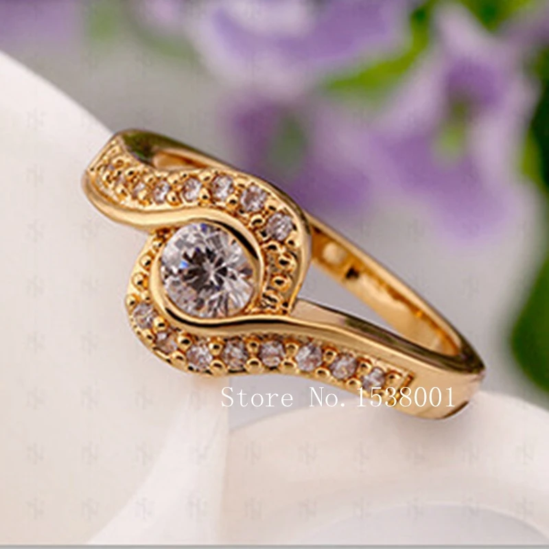 Пасьянс штампованное желтое золото GP женское кольцо размер 7 обручальное