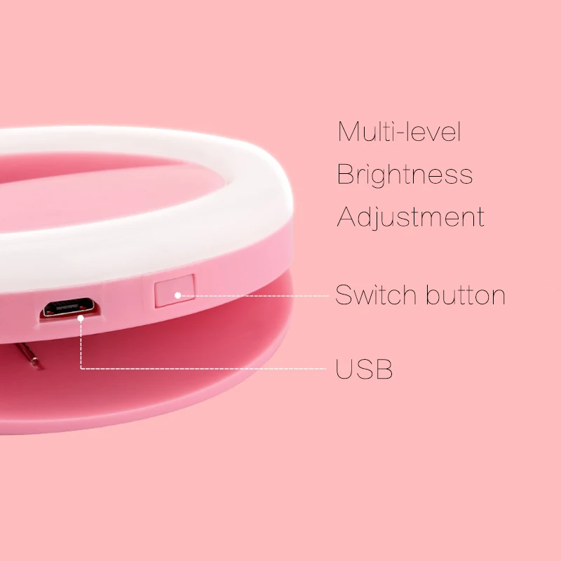 Usb зарядка селфи кольцо светодиодная вспышка заполняющий свет мобильный телефон